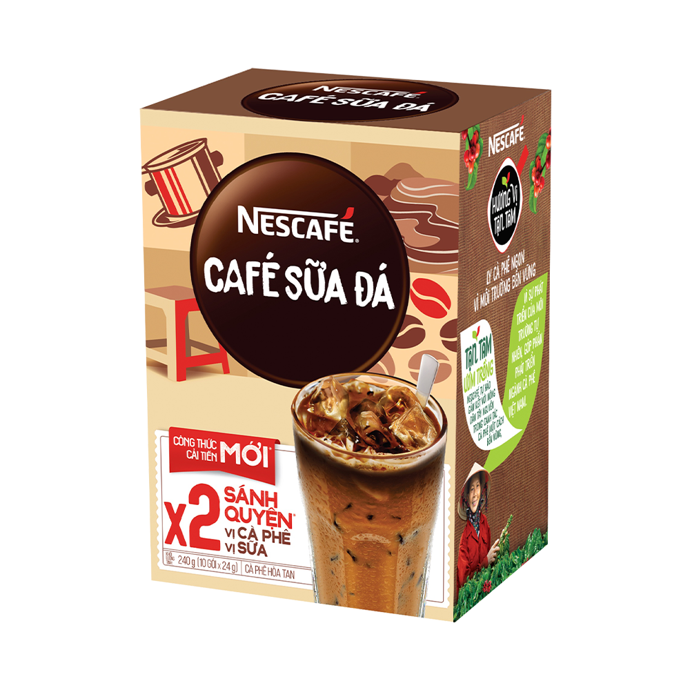 Cà phê sữa đá Nescafe hộp 10 gói 200g, chất lượng đảm bảo an toàn đến sức khỏe người sử dụng, cam kết hàng đúng mô tả