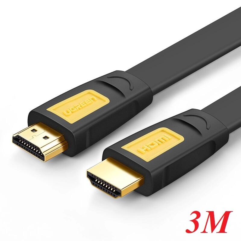 Ugreen 11186 3m màu vàng cáp tín hiệu hdmi chuẩn 1.4 hỗ trợ phân giải 4k * 2k cáp dẹt hd101