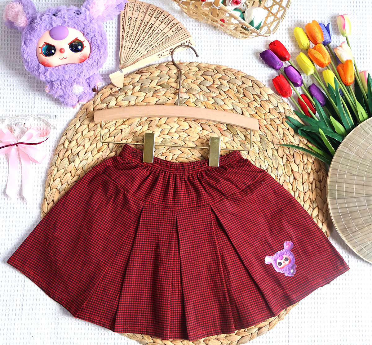 Váy xếp ly karo có quần chip trong,hình baby theer 6kg-29kg.GBEO25.SUKAKIDS