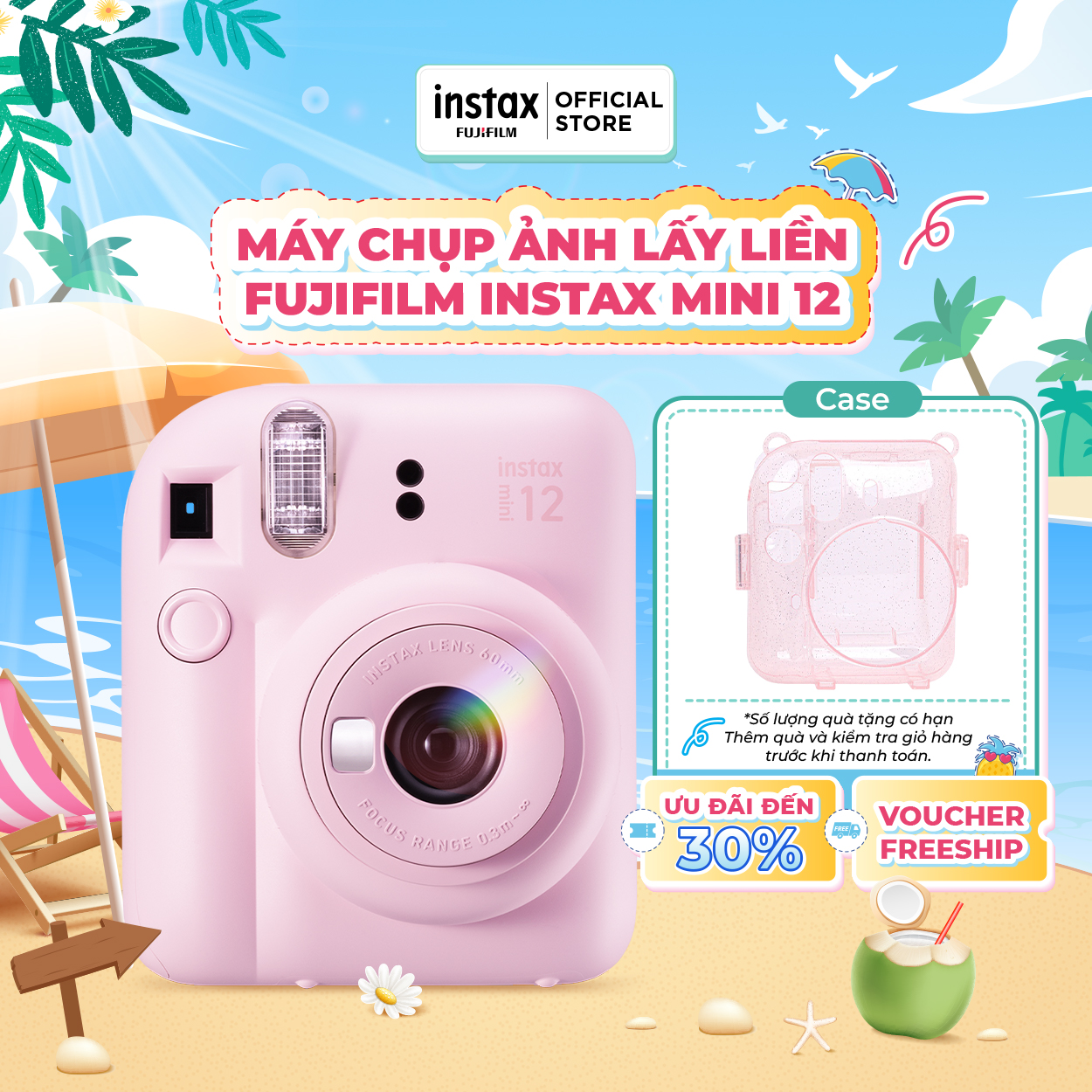 Máy Chụp Ảnh Lấy Liền Fujifilm Instax Mini 12 Bảo Hành 12 Tháng
