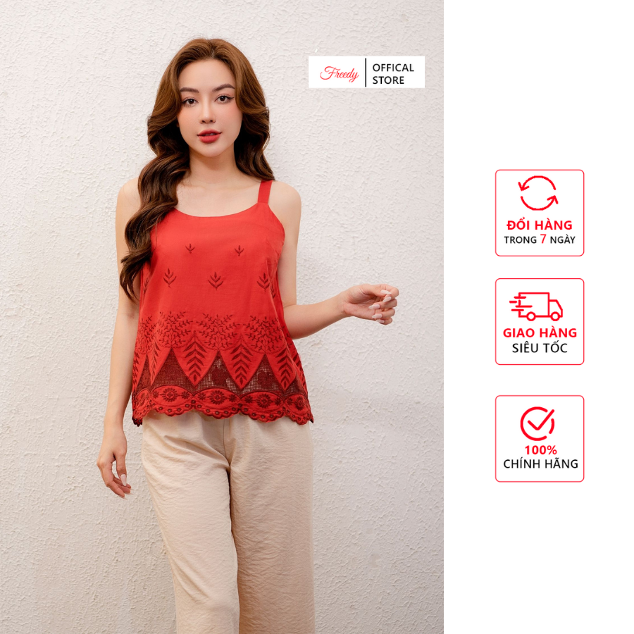 Bộ 2 dây thêu thổ cẩm quần lửng be freedy wbh2244