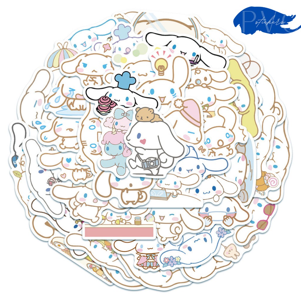 Stickers Cinnamoroll thỏ trắng linh vật Sanrio Nhật Bản đáng yêu 50 miếng không thấm nước