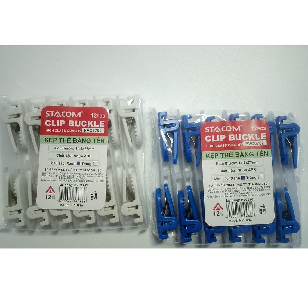 Túi 12 cái kẹp thẻ cài đeo stacom pvc6702