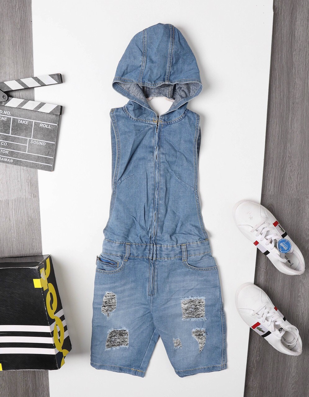 Quần yếm jean , yếm quần sort hiệu genviet trẻ trung, chất jean mềm, co giãn thoải mái