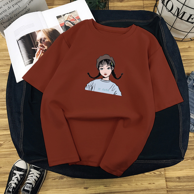 Aó thun nữ form dài rộng tay lỡ Unisex CÔ GÁI SO KUTE freesize 45 - 70kg áo thun nam form rộng tay lỡ, áo phông nữ form rộng