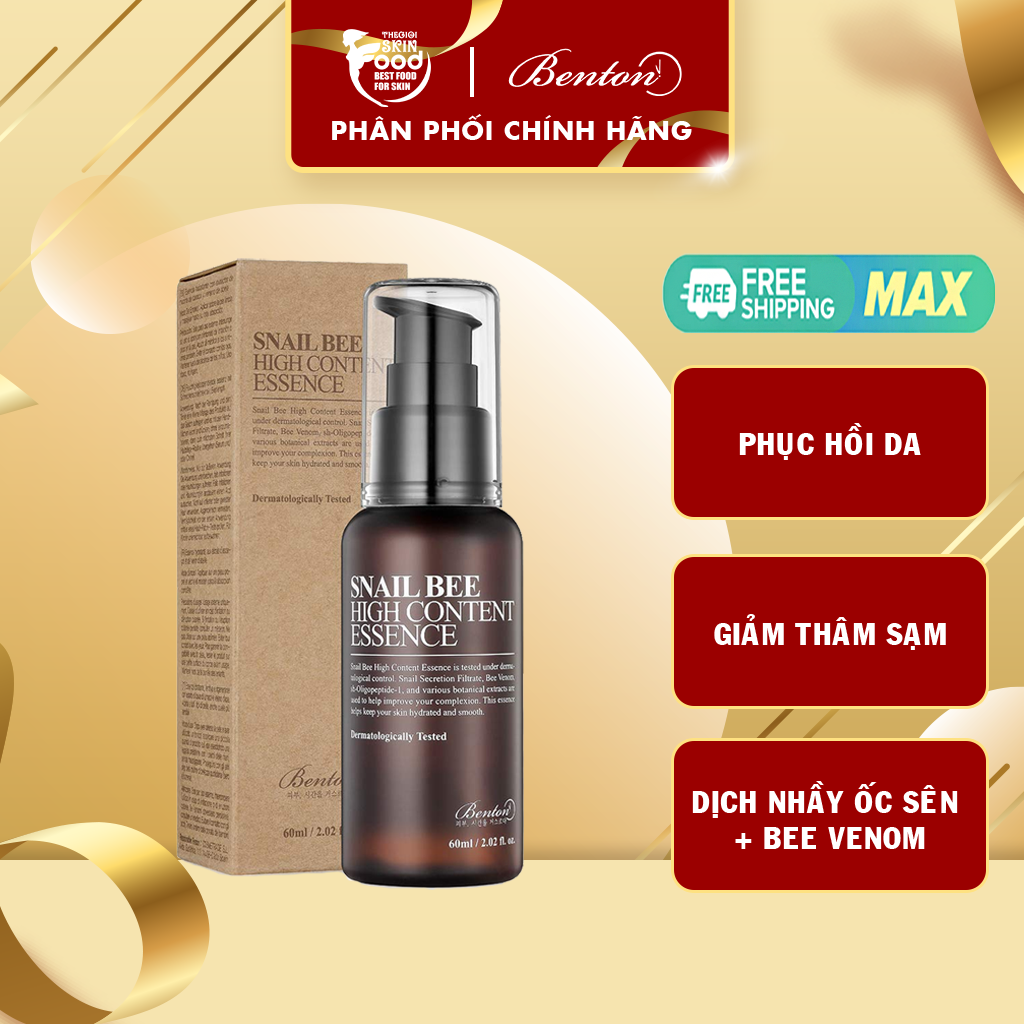 Tinh Chất Phục Hồi Da, Giúp Da Săn Chắc Chiết Xuất Ốc Sên Benton Snail Bee High Content Essence