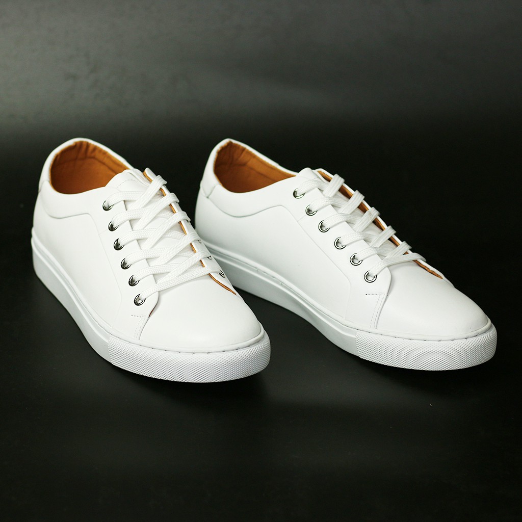 Giày thể thao nam da bò đẳng cấp Elmee EBD06 - giày sneaker màu trắng huyền thoại