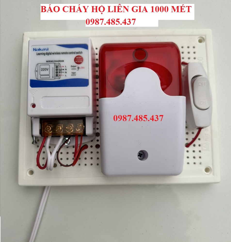 Còi hú có đèn nháy báo động báo cháy hộ liên gia 220V, Báo cháy tổ dân phố tầm xa 1000 mét
