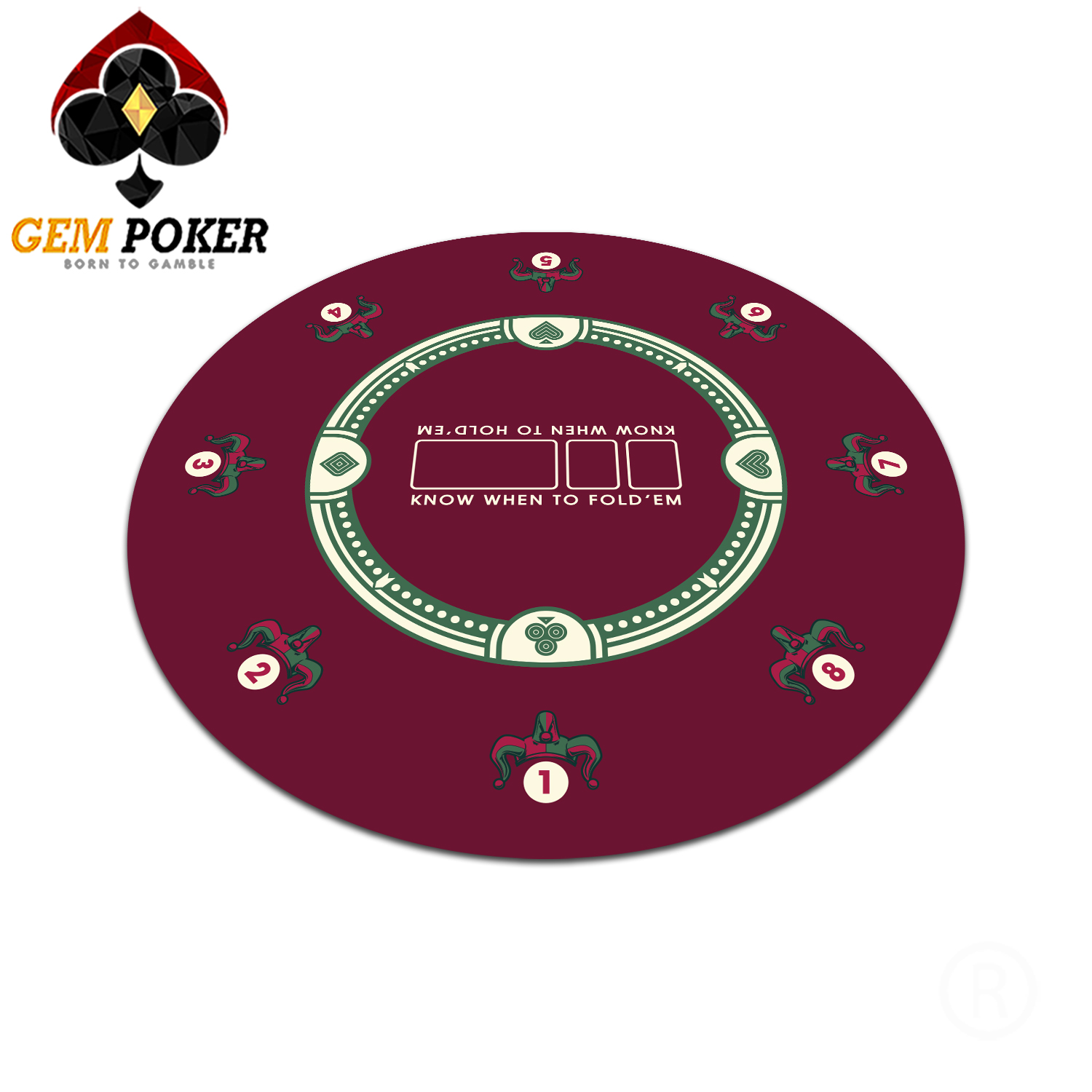 Thảm tròn poker texas gem joker cao cấp