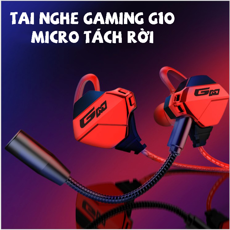 Tai Nghe Gaming G10 Micro Tháo rời, Uốn Cong 360 độ + Tặng Kèm Jack Chuyển đổi Ra Máy Tính - Tai Nghe Gaming PC, Tai Nghe Gaming Có Míc Rời