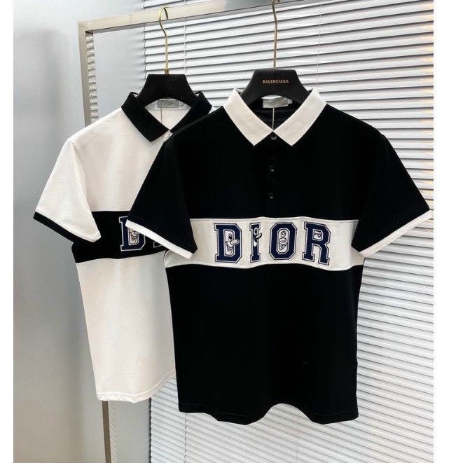Áo thun nam DIO phối thêu cao cấp thun cổ trụ vải cotton dày chuẩn đẹp