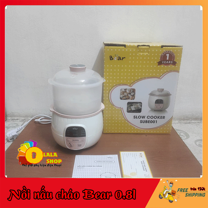 Nồi nấu cháo chậm/nồi nấu chậm đa năng kèm lồng hấp bear ddz-b08c1