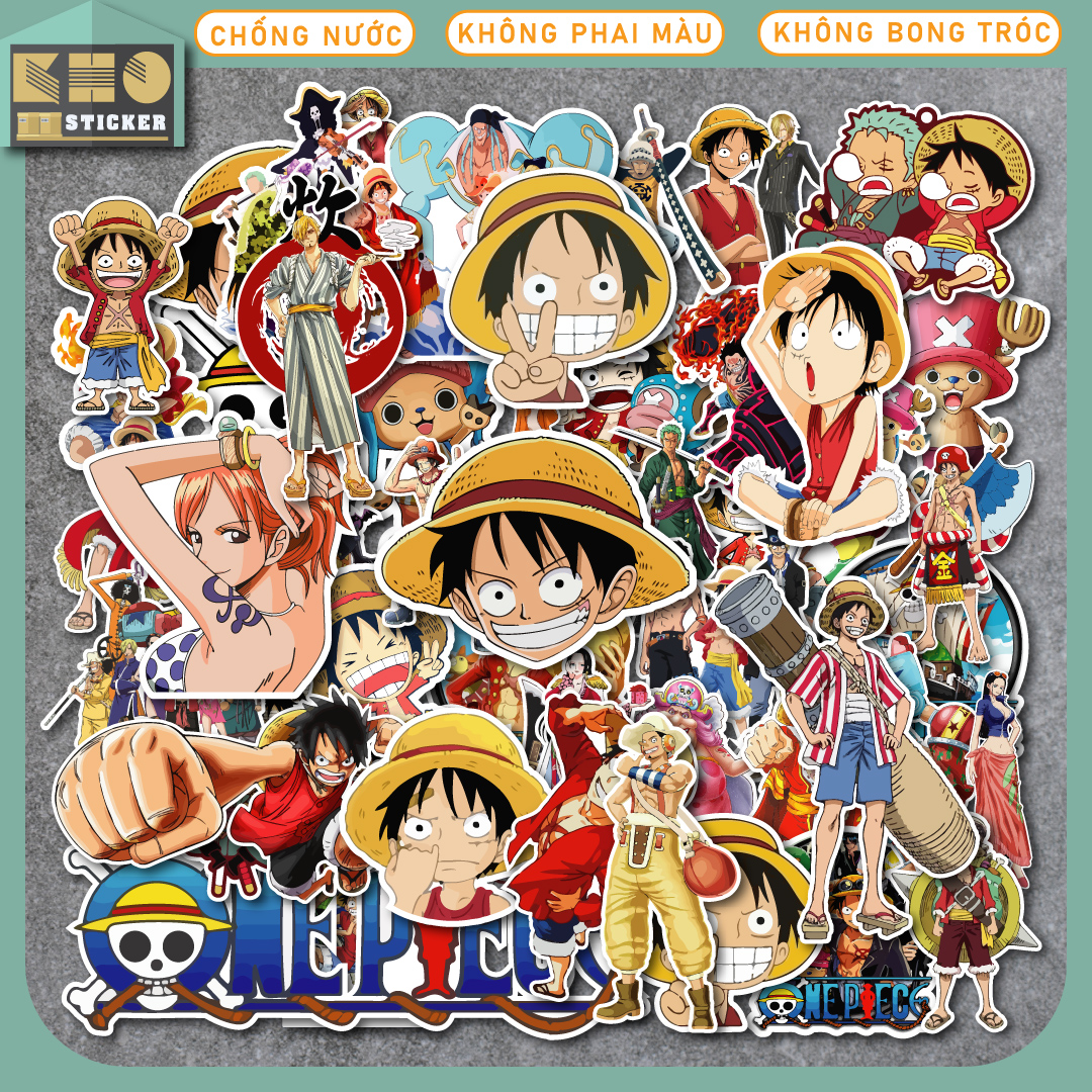 Sticker One Piece chống nước sticker dán laptop, điện thoại, đàn guitar, mũ bảo hiểm, vali. MSP: A06