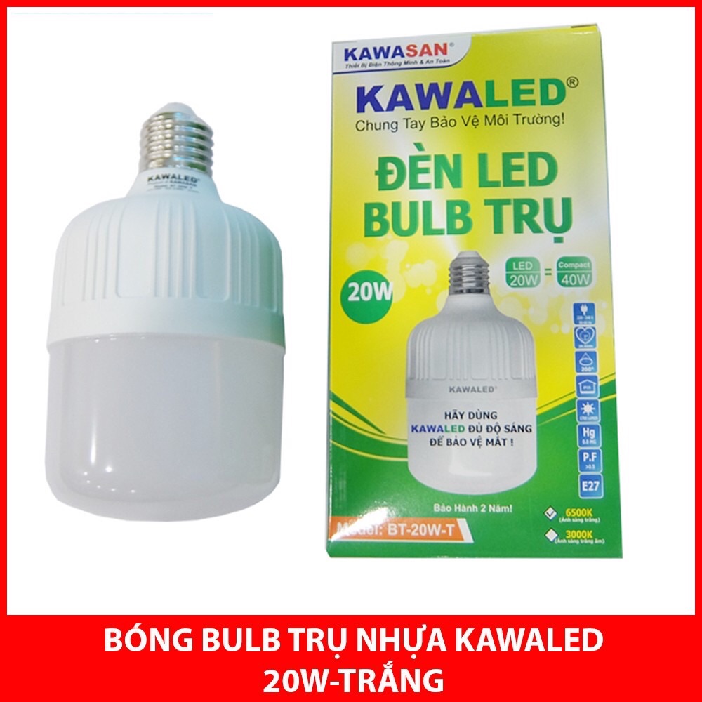Đèn led bulb kawaled t80-20w ánh sáng trắng