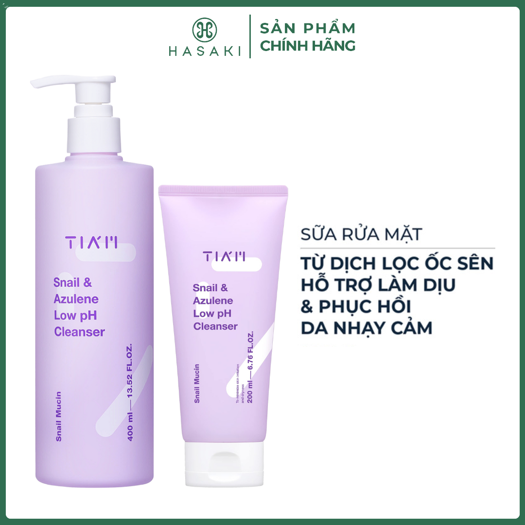Sữa Rửa Mặt Tia'm Ốc Sên Làm Dịu  Phục Hồi Da Snail  Azulene Low PH Cleanser Hasaki Sản Phẩm Chính Hãng