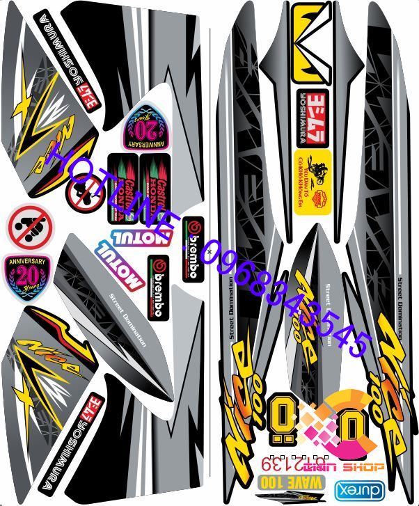 Tem rời 3 lớp WAVE ALPHA 100 & 50cc  Nice Xám Đen (Ms 612139)