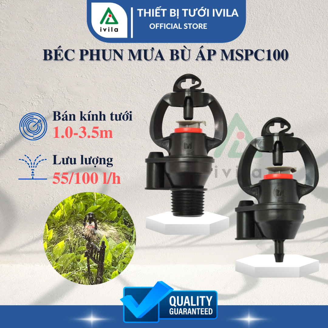 Béc tưới phun mưa bù áp MSPC100, béc tưới cây bù áp, Thích hợp tưới rau, cây ăn quả, cây cảnh, béc phun mưa bù áp, béc tưới cây