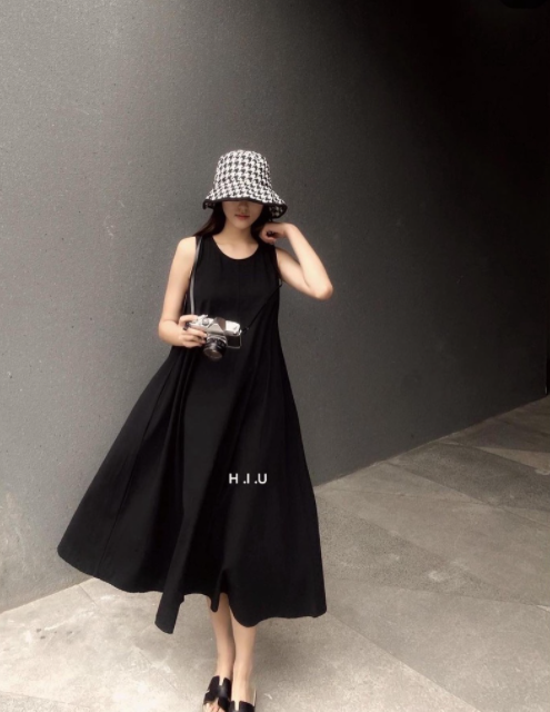 V&aacute;y liền d&aacute;ng d&agrave;i Linen H&Agrave;N QUỐC