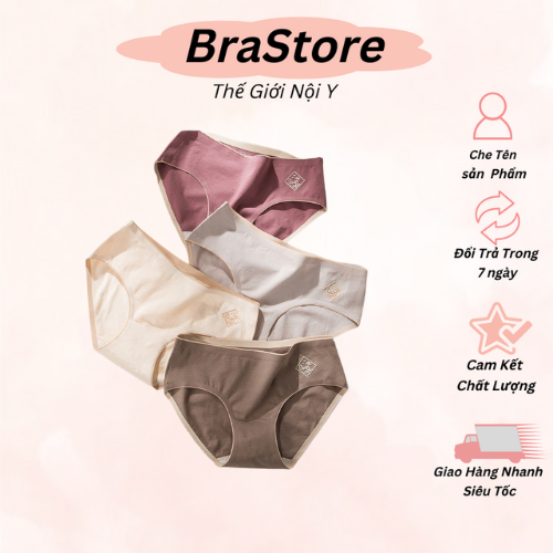 Set 5 quần lót nữ o2 cotton ép không đường may