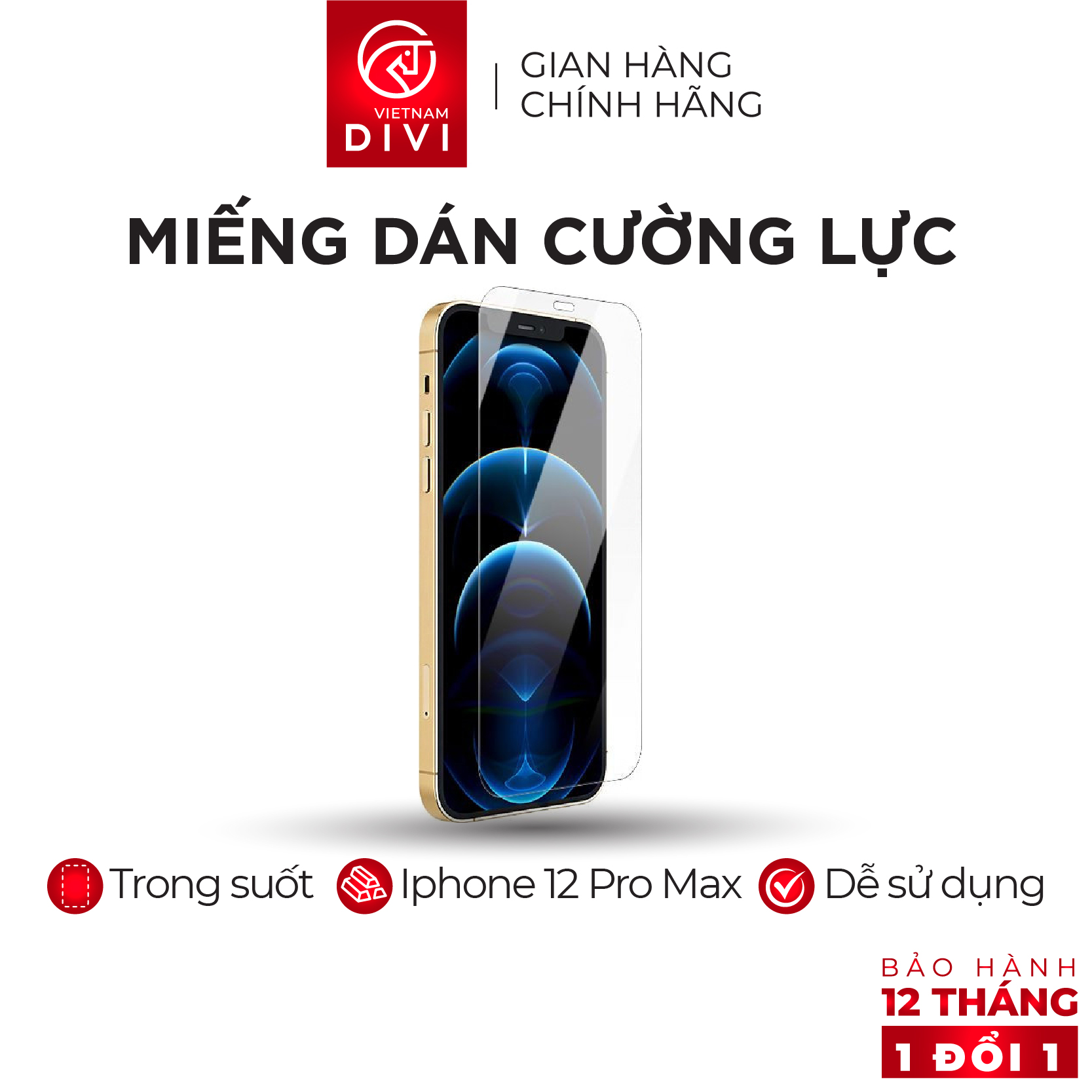 Miếng Dán Điện Thoại Chất Liệu Lụa Bảo Vệ Màn Hình Điện Thoại iPhone 12 Pro Max  DIVI P64511 Chống Trầy Chống Va Đập Bảo Vệ Màn Hình Khỏi Rơi, Vỡ - Hàng Chính Hãng