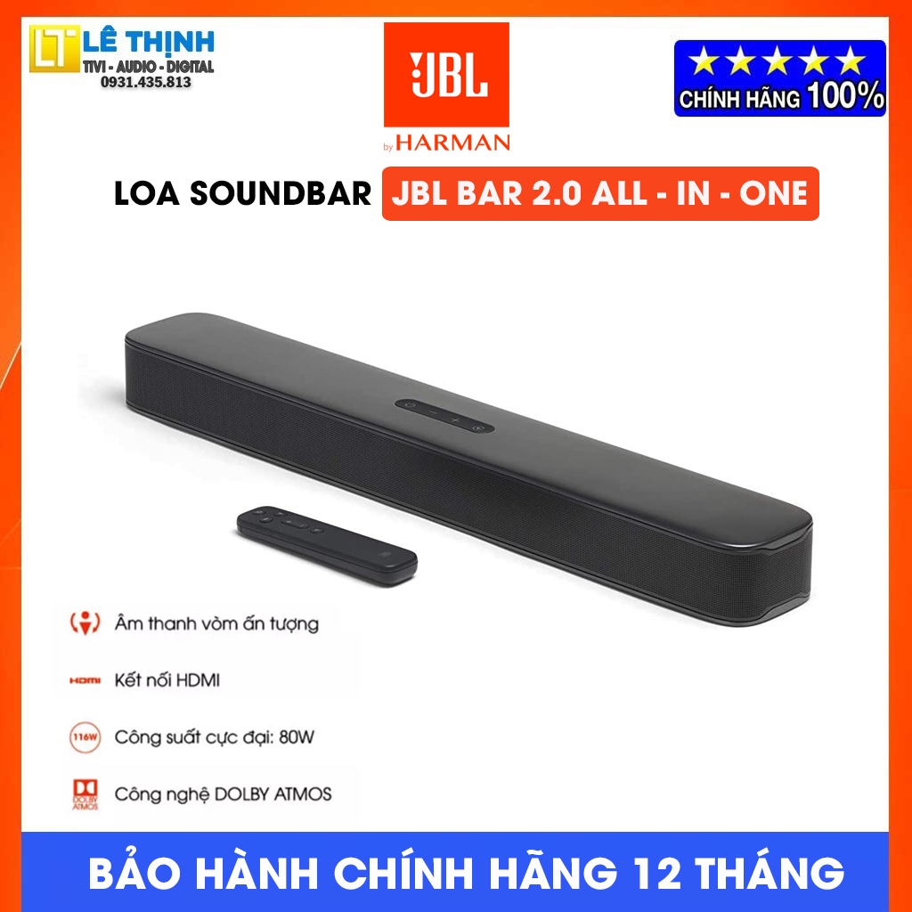 Loa thanh soundbar jbl bar 2.0 all-in-one - chính hãng - bảo hành 12 tháng