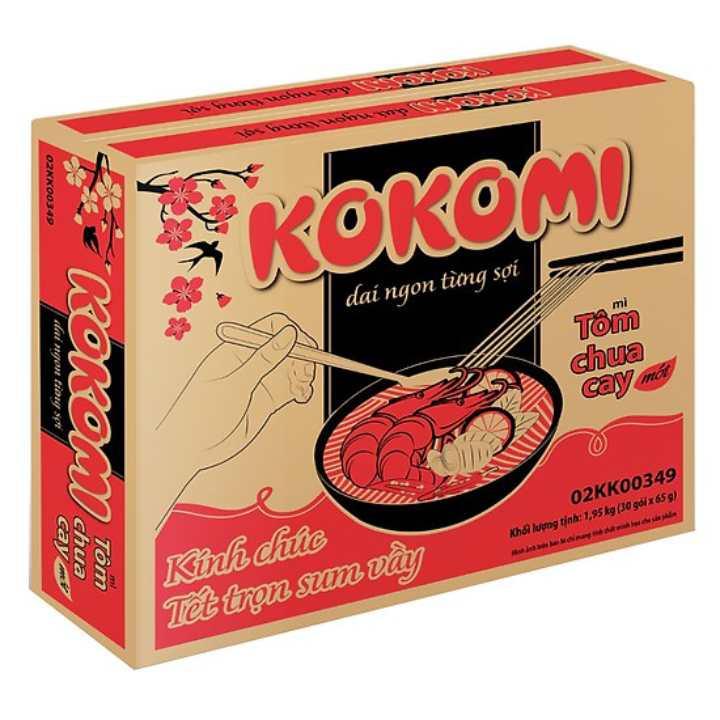 Thùng 30 gói Mì Kokomi Tôm Chua Cay 65g