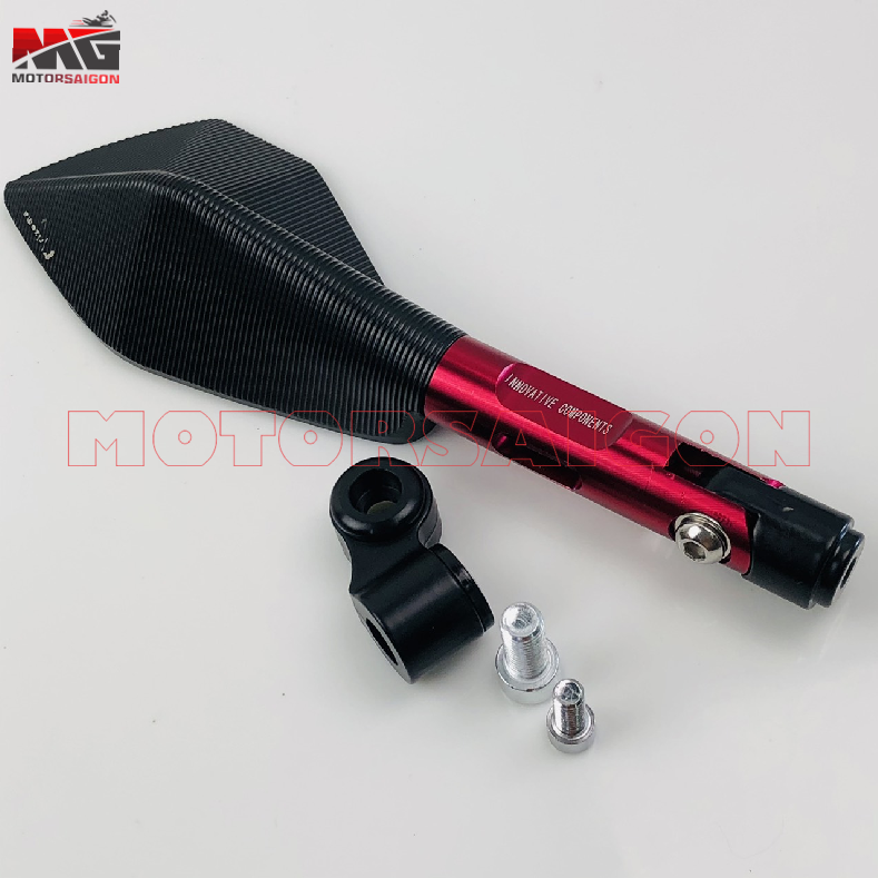 [HCM]Kiếng chiếu hậu gương 5 canh rizoma trang trí xe máy cao cấp sử dụng được cho tất cả các dòng xe hiện nay ( gương trái màu đỏ)