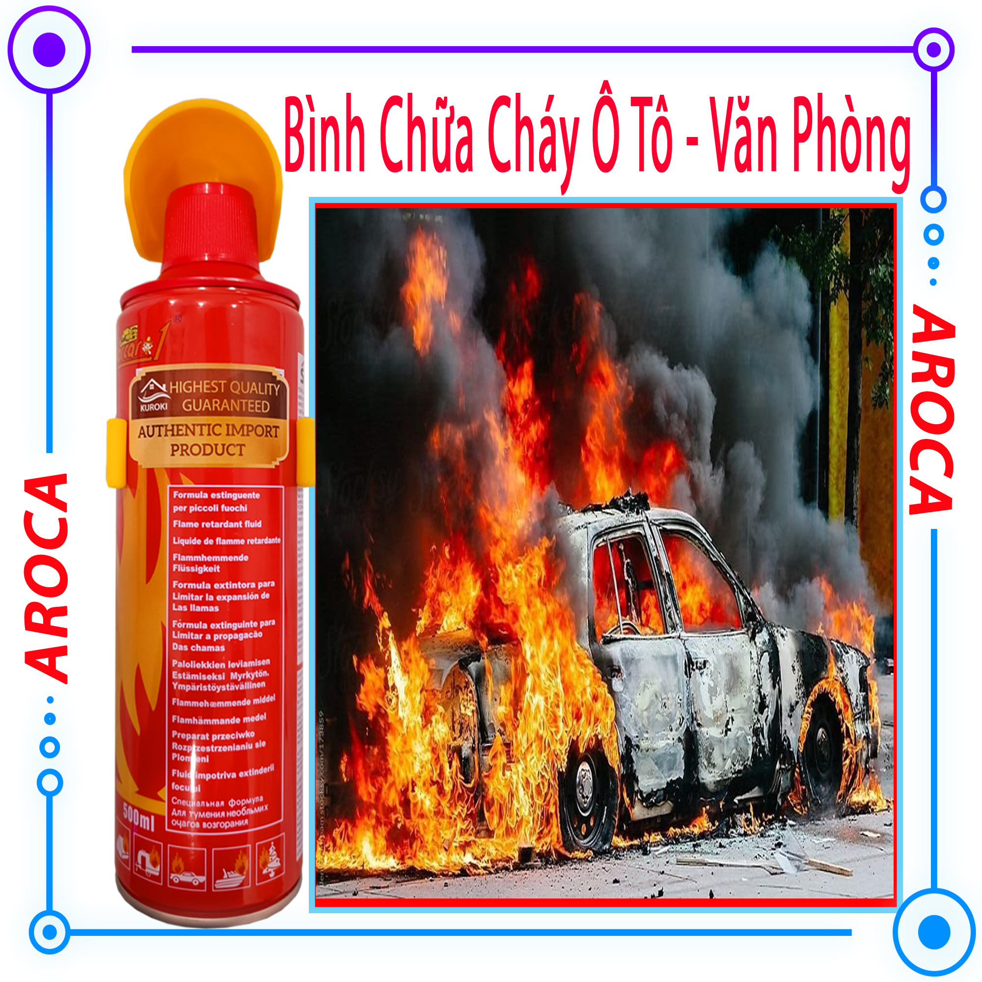 Bình cứu hỏa mini - Bình chữa cháy ô tô xe chính hãng Focar Foam Fire Exstinguisher xuất khẩu Đức AROCA