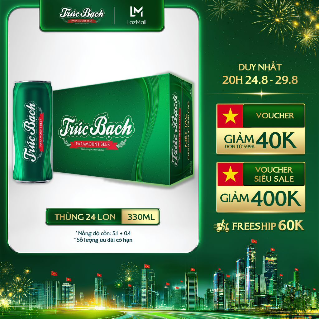 Thùng 24 lon bia trúc bạch - habeco
