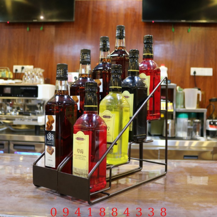 Kệ Sắt Đựng Siro 4 Ngăn, Giá Đựng Chai Siro