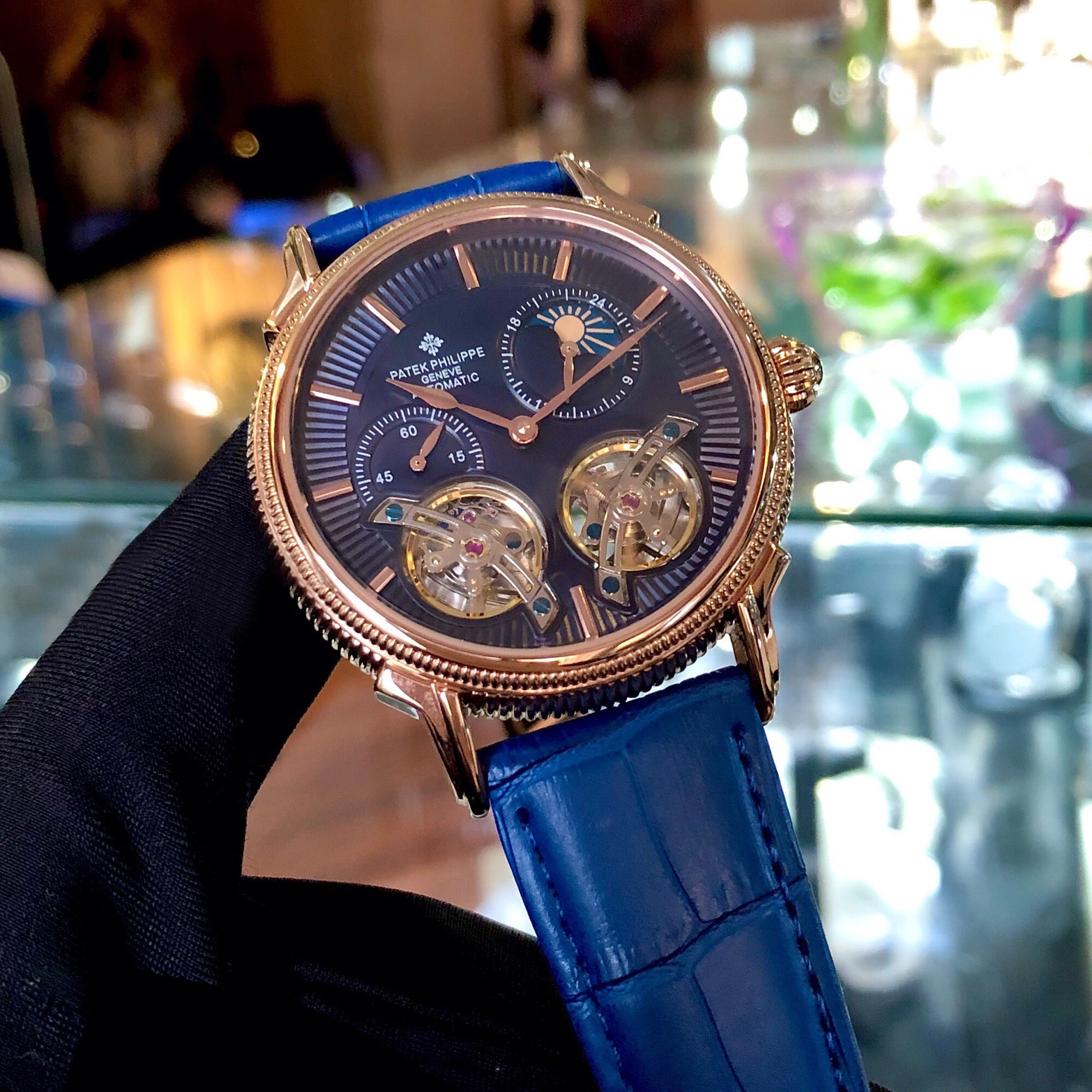 Đồng hồ Nam Patek 2 tim double máy nhật, nhiều màu lựa chọn, dòng cơ Automatic size 42mm