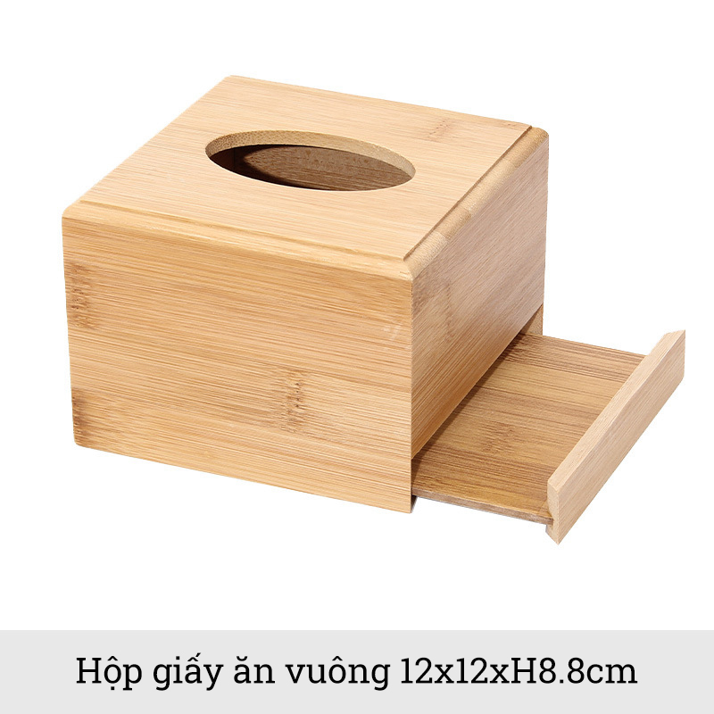 Hộp đựng giấy ăn tre cao cấp Bambooo Eco giỏ đựng giấy tự nhiên thân thiện môi trường