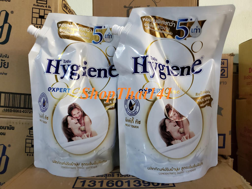 (Combo 2 gói) nước xả vải đậm đặc Hygiene màu Trắng túi 1300ml Thái lan