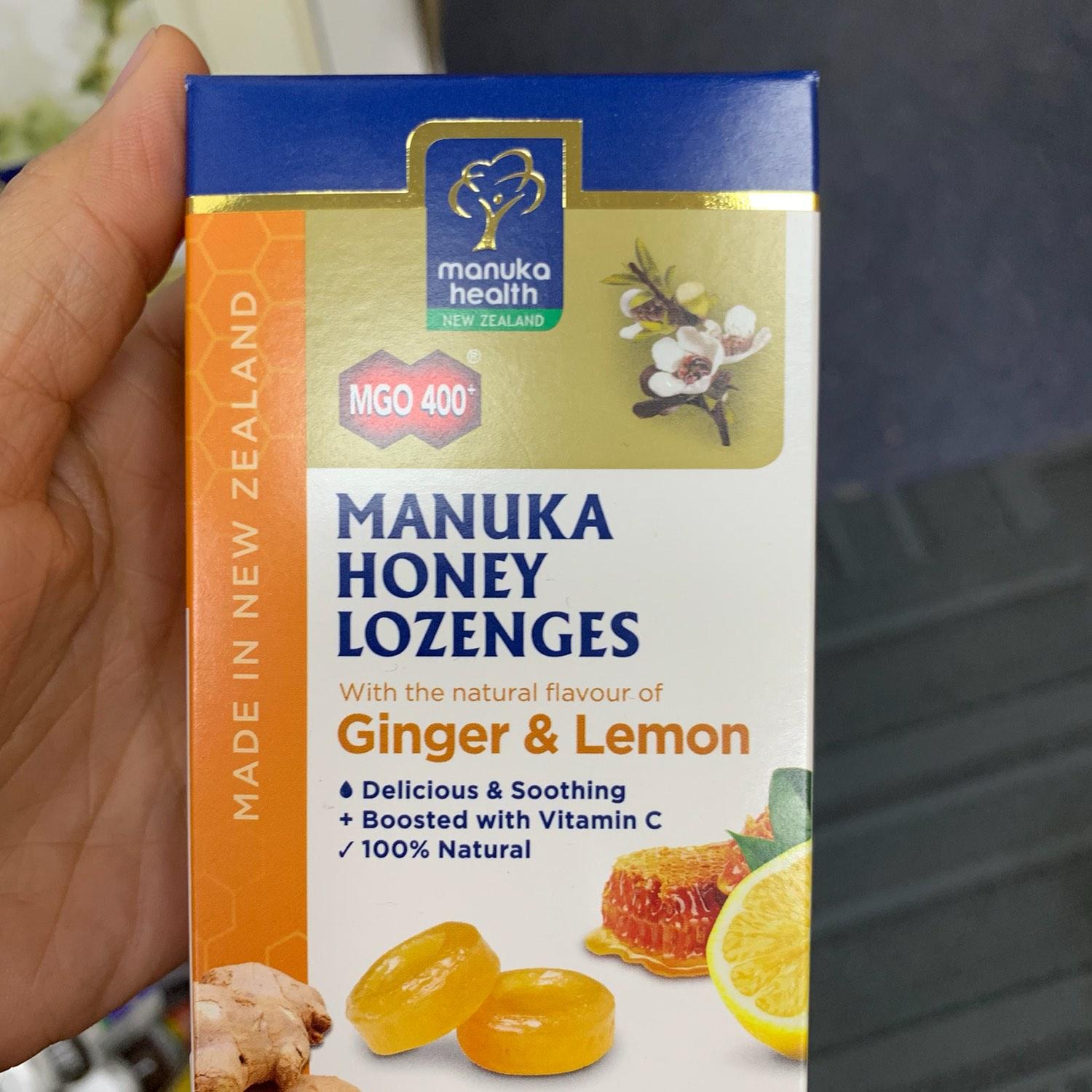 Kẹo ngậm mật ong Manuka vị chanh gừng 15 viên