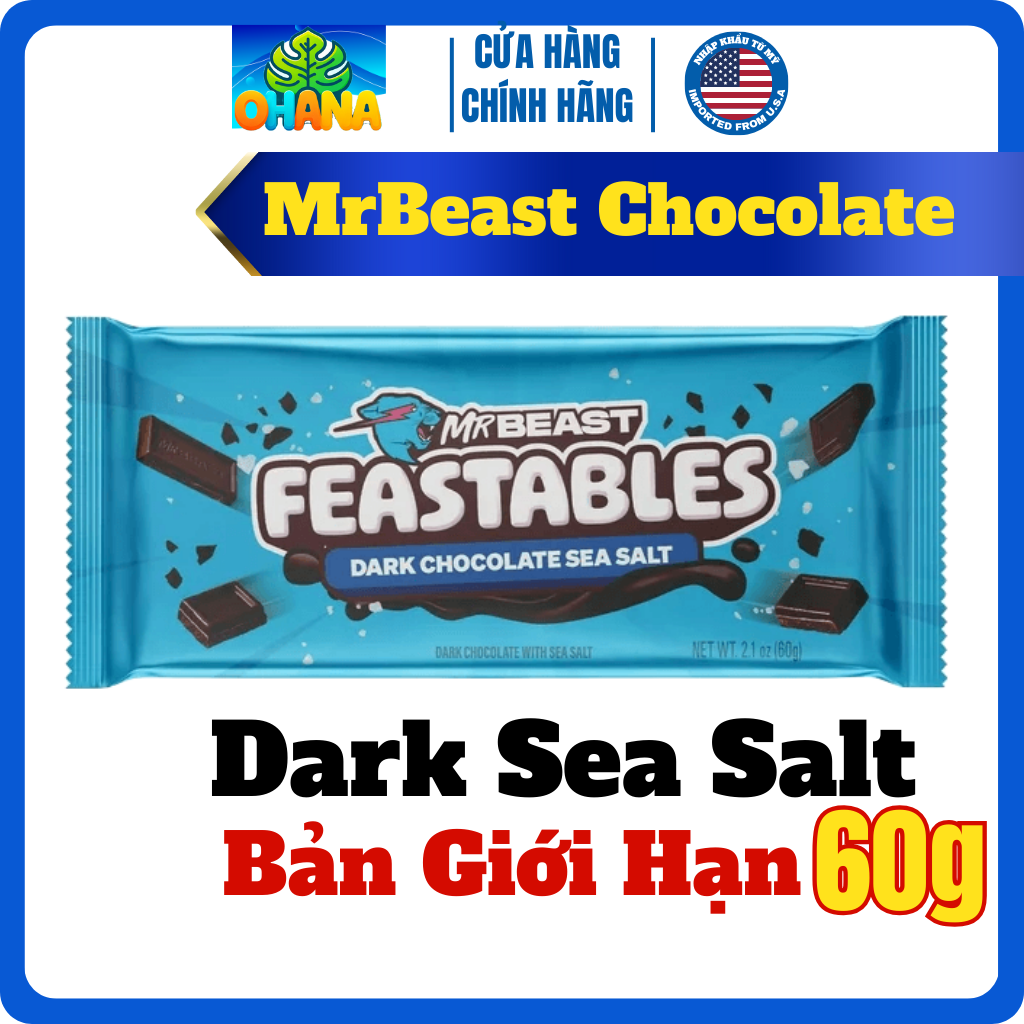 Kẹo socola mrbeast - chocolate mr beast Feastables MrBeast 60g-Dark Chocolate Seasal[MẪU MỚI]-[Đá Gel]