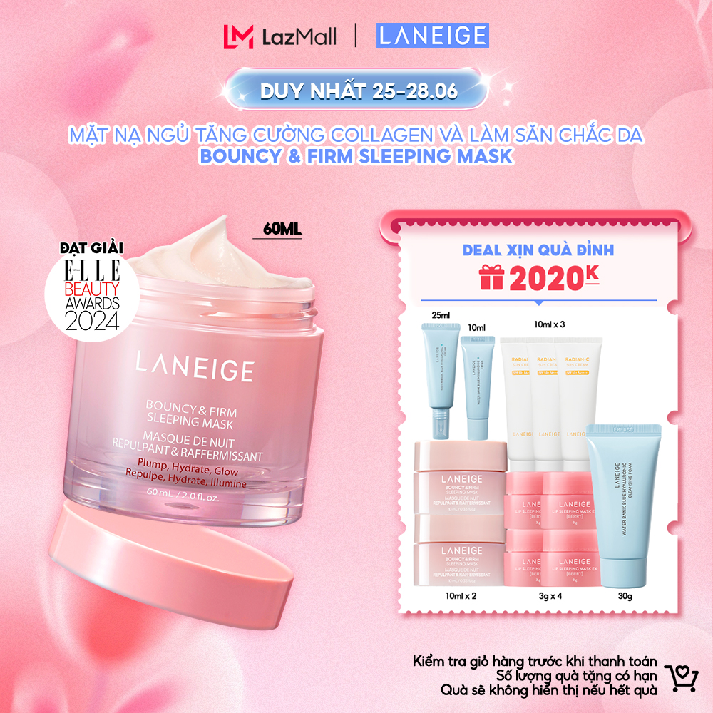 [VOUCHER 200K] Mặt Nạ Ngủ Laneige Bouncy & Firm Sleeping Mask 60ml tăng cường collagen và làm săn chắc da