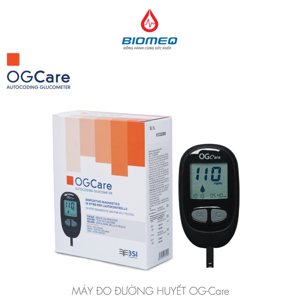 Máy đo đường huyết test thử tiểu đường tại nhà BSI OGCare lấy mẫu cực