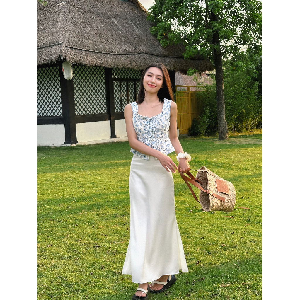 ZIEL Chân váy vải lụa cao cấp dáng đuôi cá dài | Silk Mid-waist Skirt
