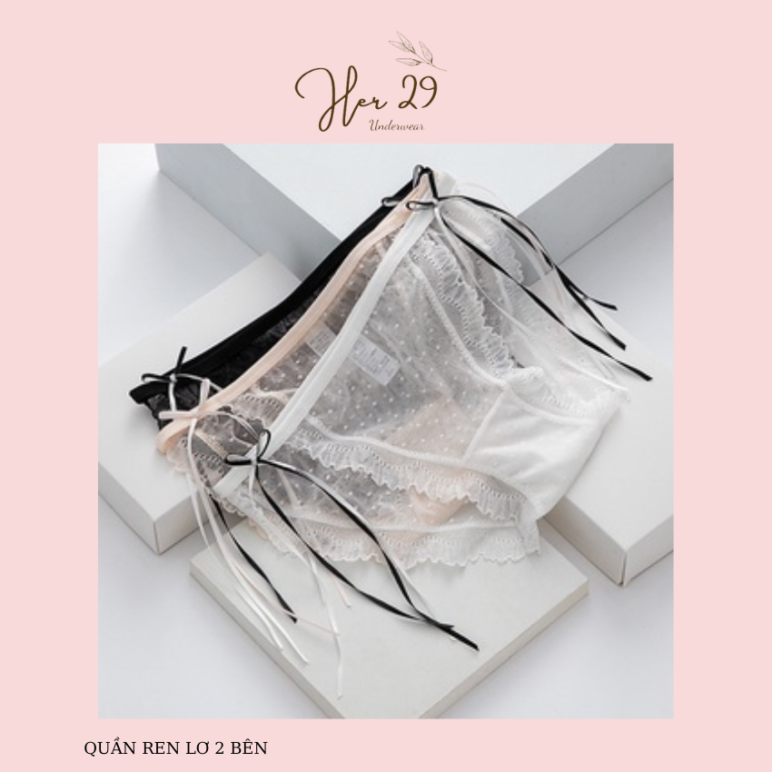 Combo 10 quần lót ren phối lơ 2 bên mặc thoải mái thoáng mát mềm mại sexy nhiều màu- QL015-combo10