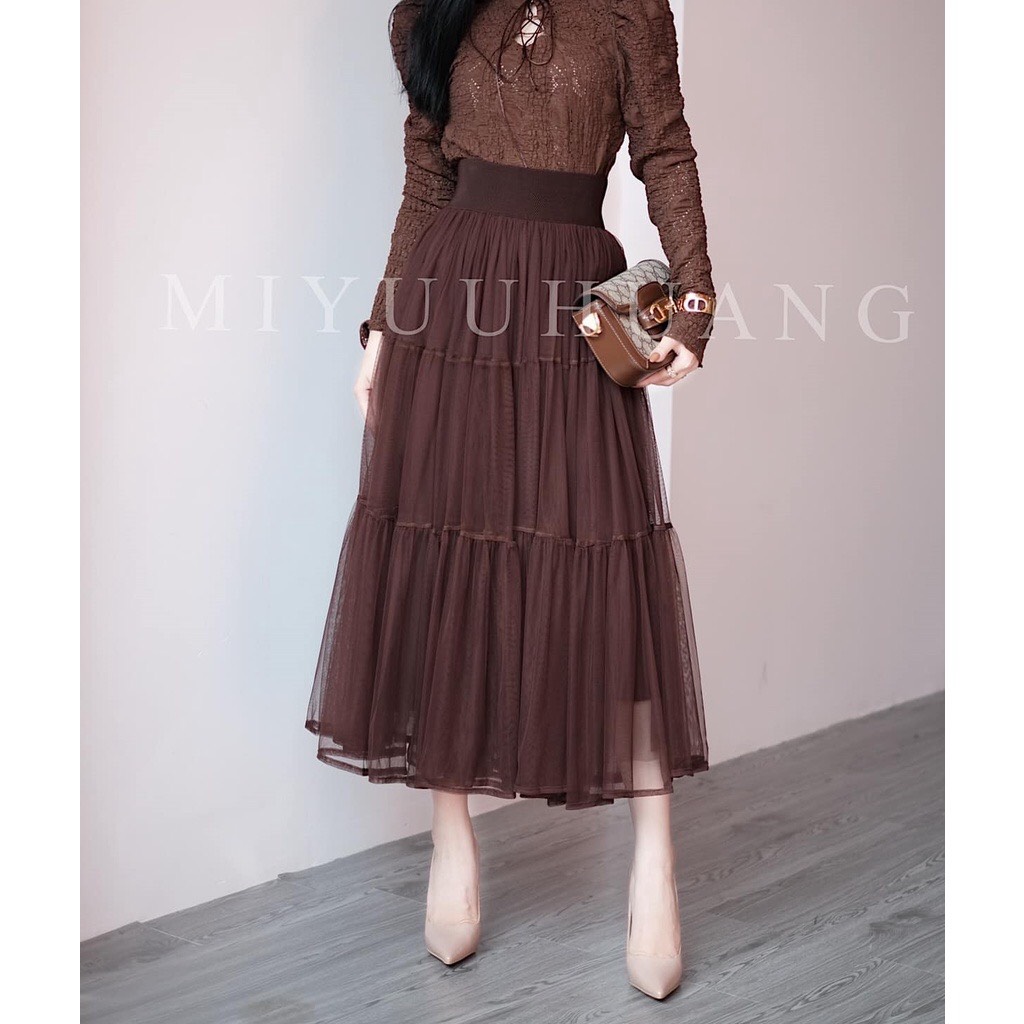 Chân váy dáng dài xoè, chân váy von tầng 3 lớp hàng QCCC