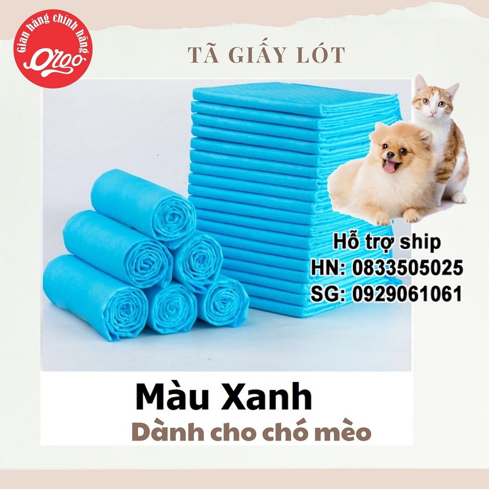  Orgo - Miếng tã lót khay vệ sinh chó tã lót chuồng chó màu xanh   tã giấy lót chuồng chó lót sàn xe  giấy vệ sinh chuột hamster 