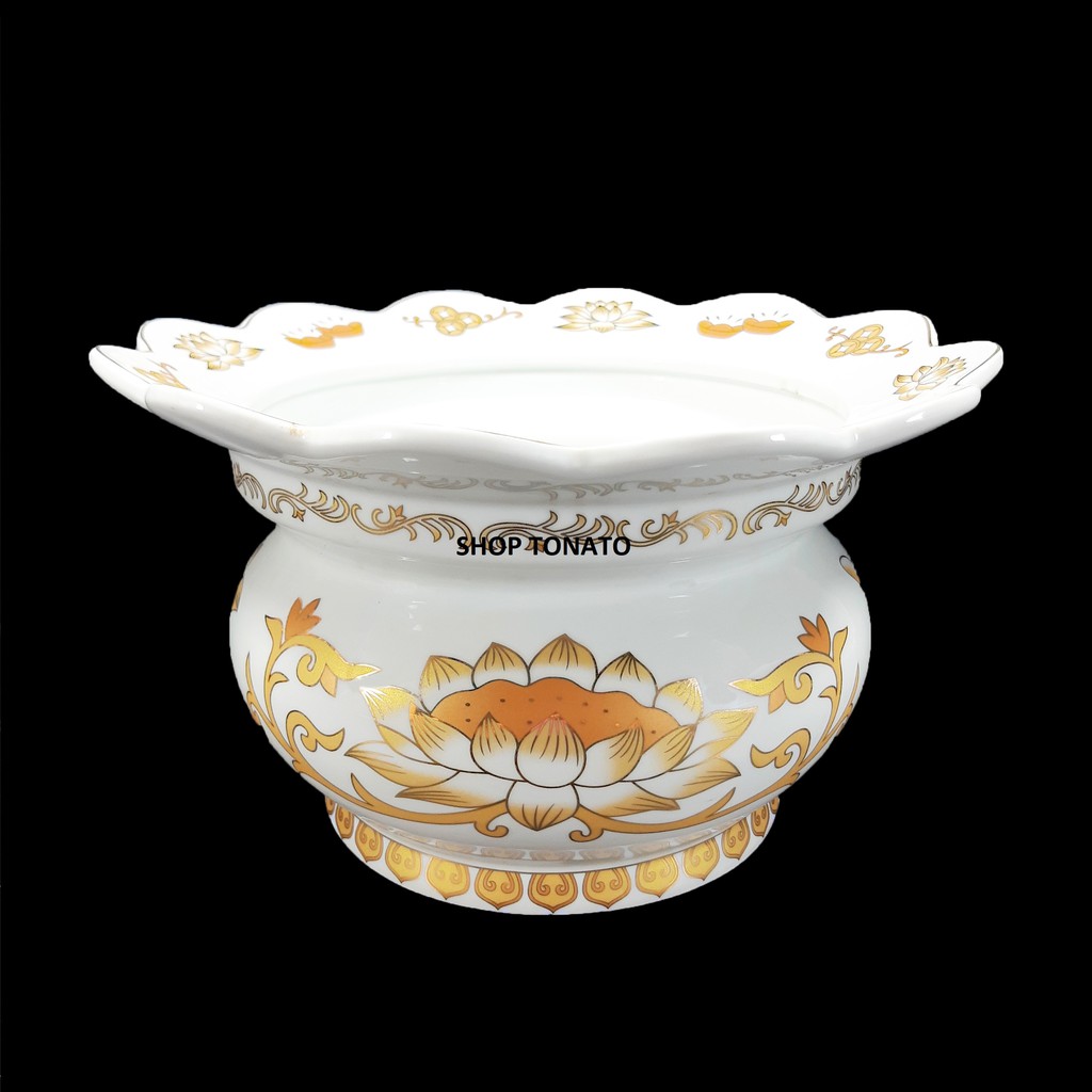 Lư hương,bát hương sen trắng hứng nhang 226 đường kính 8cm,12cm,15.5cm