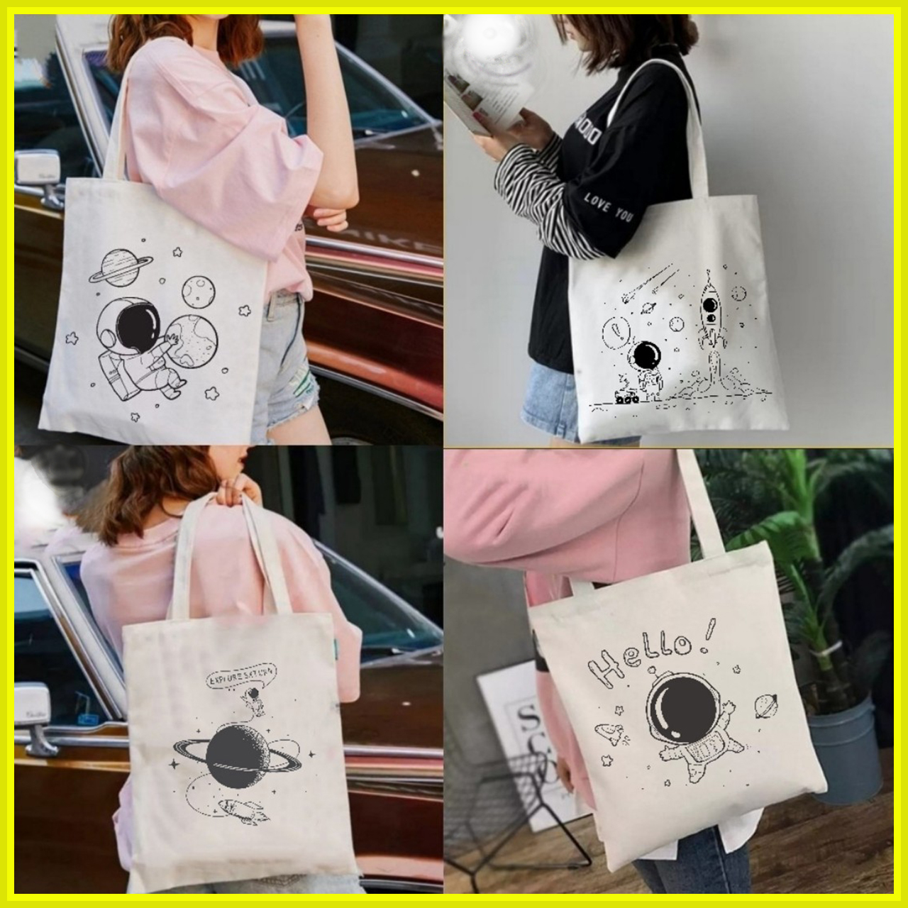 [HCM]Túi tote vải đeo chéo canvas phong cách Hàn Quốc giá rẻ đi học rất ok!