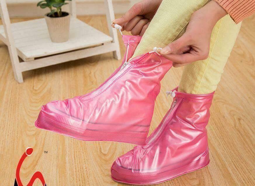 Ủng bọc giày đi mưa đi phượt chống nước có đế chống trượt - màu xanh -Hồng, Bao Giày Đi Mưa - Áo Mưa Bọc Giày Dép Thời Trang Bằng Cao Su – 100% Khô Ráo Dù Mưa Bão Màu Xanh Hồng