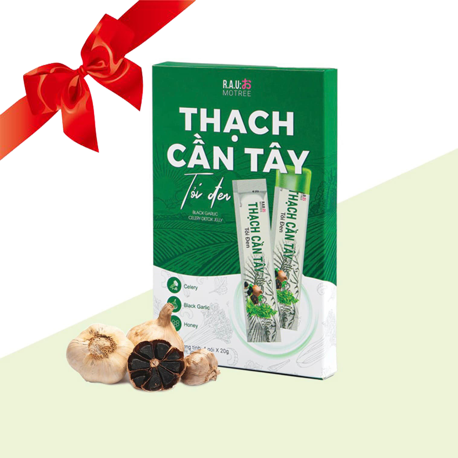 Thạch cần tây tỏi đen motree, ngăn ngừa ung thư, cân bằng huyết áp