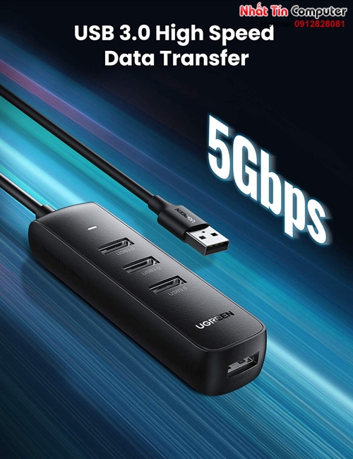 Hub chia usb 3.0 ra 4 cổng dài 0,5m ugreen 80656 cao cấp