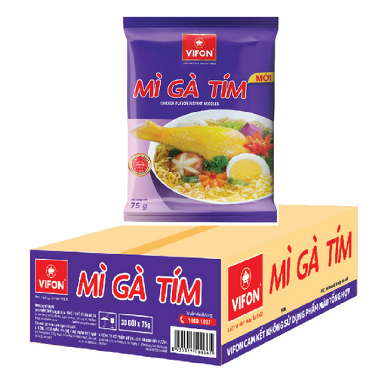 Mì gà tím vifon | thùng 30 gói