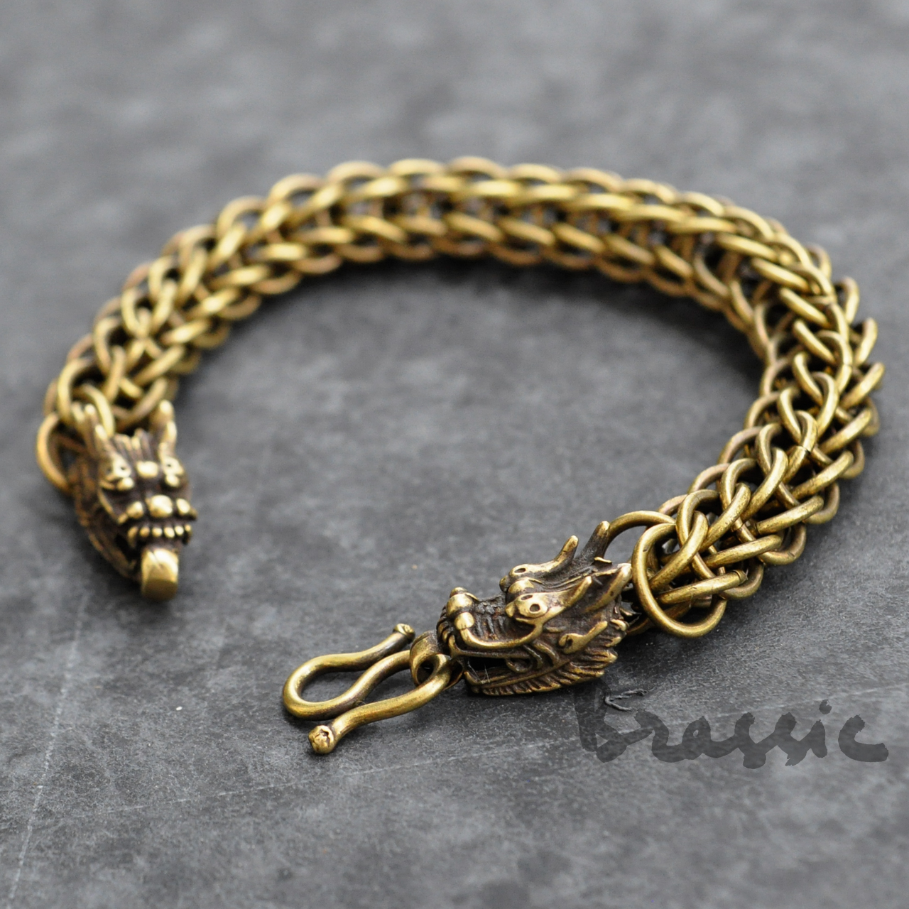 Vòng tay đồng thau Lắc tay đồng hình rồng phong cách vintage VT01