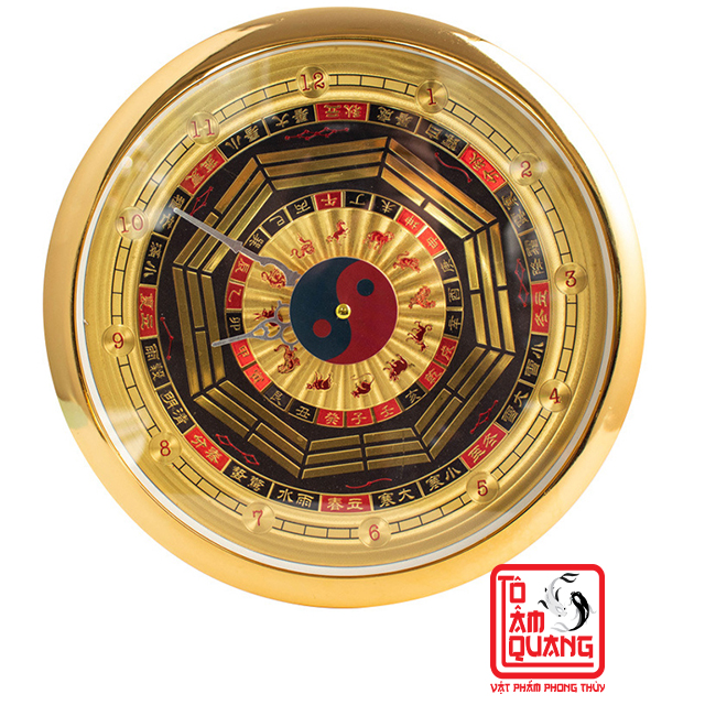 Đồng hồ tròn treo tường phòng khách phong thủy bát quái cung hoàng đạo may mắn tài lộc - TÔ TÂM QUANG