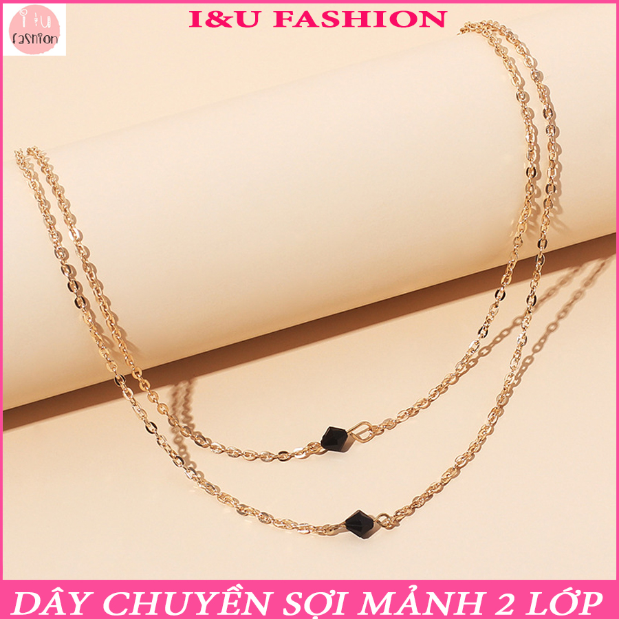 Dây chuyền Vòng cổ 2 in 1 , mua 1 mà được 2 - Vòng cổ dạng sợi kép đính hạt phong cách thời trang độc đáo VC-15
